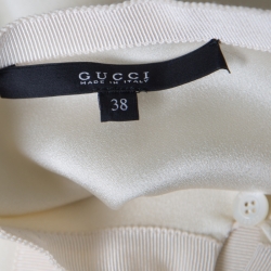 Gucci Cream Grosgrain Trim Detail Long Sleeve Blouse S