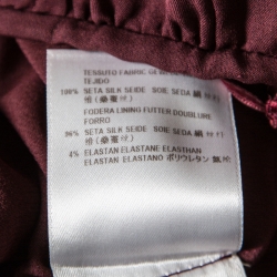 Pre Owned Gucci Burgundy Floral Printed Silk Tie Detail Strapless Maxi Dress M