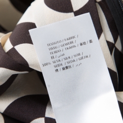 Gucci Monochrome Geometric Pattern Printed Silk Crepe de Chine Midi Skirt M