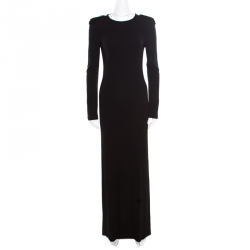 Gucci Black Knit Scoop Back Detail Long Sleeve Maxi Dress S