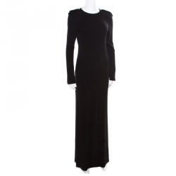 Gucci Black Knit Scoop Back Detail Long Sleeve Maxi Dress S