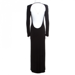 Gucci Black Knit Scoop Back Detail Long Sleeve Maxi Dress S