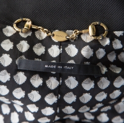 Gucci Black Wool Gabardine Double Breasted Coat S