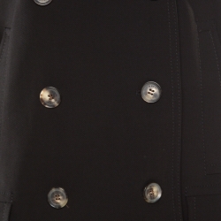 Gucci Black Wool Gabardine Double Breasted Coat S