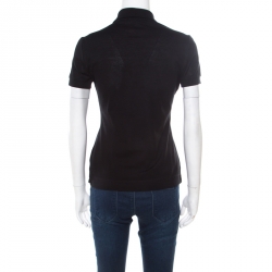 Gucci Black Honeycomb Knit Metal Tipped Collar Polo T-Shirt XS