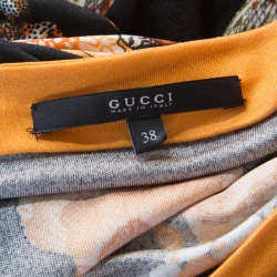 Gucci Black and Gold Sea Shell Print Jersey Shift Dress S