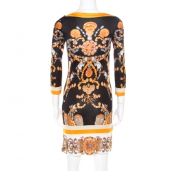 Gucci Black and Gold Sea Shell Print Jersey Shift Dress S