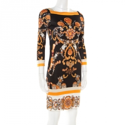 Gucci Black and Gold Sea Shell Print Jersey Shift Dress S
