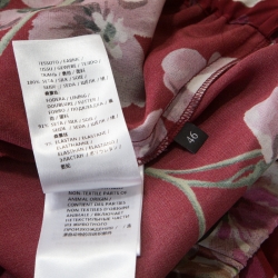 Pre Owned Gucci Maroon Cerise Blooms Printed Silk Crepe de Chine Pajama Pants L