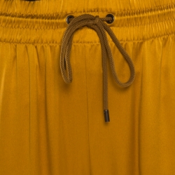 Pre Owned Gucci Gold Silk Drawstring Detail Jogger Pants M