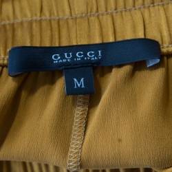 Pre Owned Gucci Gold Silk Drawstring Detail Jogger Pants M