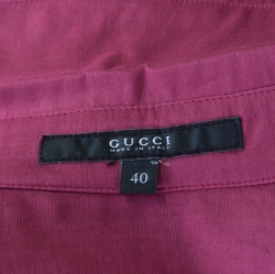 Gucci Pink Cotton Horsebit Epaulette Detail Long Sleeve Shirt S