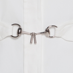 Pre Owned Gucci White Cotton Horsebit Clasp Detail Long Sleeve Shirt S