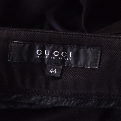 Pre Owned Gucci Black Cotton Belted Trousers M