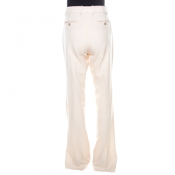 Pre Owned Gucci Cream Wool Straight Fit Pants M