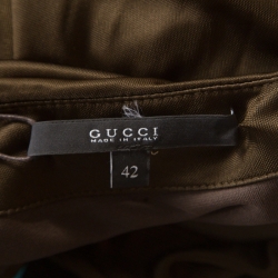 Gucci Olive Green Embellished Halter Backless Gown M