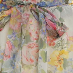 Pre Owned Gucci Floral Printed Sheer Silk Lace Underlay Belted Maxi Skirt S