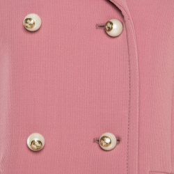 Pre Owned Gucci Dusty Pink Wool Logo Button Detail Double Breasted Blazer L