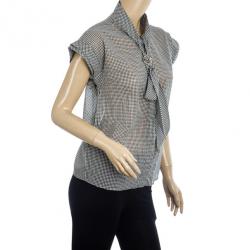 مملوكة مسبقًا Gucci Monochrome Scarf Collar Shirt S