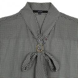 مملوكة مسبقًا Gucci Monochrome Scarf Collar Shirt S