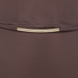 Gucci Walnut Brown Crepe Knit Cut Out Choker Neck Sheath Dress M