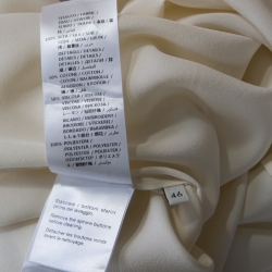 Gucci Cream Crepe Silk Bee Applique Detail Button Down Bow Tie Shirt L