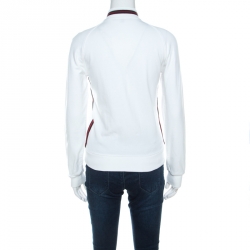 Pre Owned Gucci White Cotton Striped Bomber Jacket S