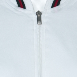 Pre Owned Gucci White Cotton Striped Bomber Jacket S