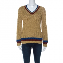Gucci Gold Tinsel Web Stripe Detail Pullover S