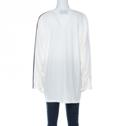 مملوكة مسبقًا Gucci Ivory White Panther Embroidery Full Sleeve Oversized T- Shirt XS
