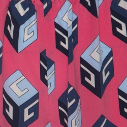 Gucci Pink Cube Print Silk Pleated Flare Hem Trousers S