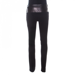 Pre Owned بنطلون غوتشي جلد سترتش أسود S 