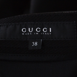 Pre Owned بنطلون غوتشي جلد سترتش أسود S 