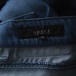 Pre Owned Gucci Blue Medium Wash Denim 70s Flared Jeans S