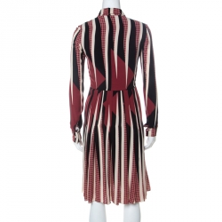 Pre Owned Gucci Multicolor Geometric Print Silk Crepe de Chine Shirt Dress S