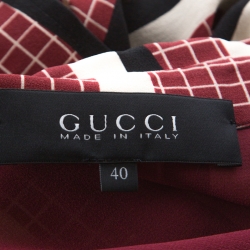 Pre Owned Gucci Multicolor Geometric Print Silk Crepe de Chine Shirt Dress S