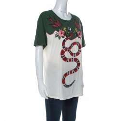 Gucci Off White Green Snake Detail T-Shirt L Gucci | TLC