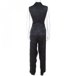 Gucci Black Embossed Silk Top and Trouser Set S