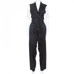 Gucci Black Embossed Silk Top and Trouser Set S