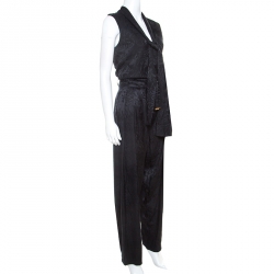 Gucci Black Embossed Silk Top and Trouser Set S