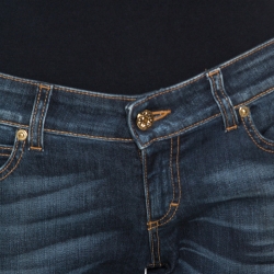 Pre Owned Gucci Blue Embellished Denim Straight Fit Jeans M