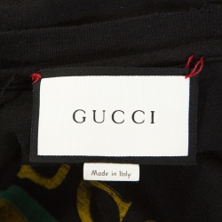 Pre Owned Gucci Black Washed Out Logo Cotton Oversized T-shirt M