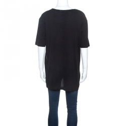 Pre Owned Gucci Black Washed Out Logo Cotton Oversized T-shirt M