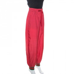 Gucci Red Monogram Print Nylon Contrast Trim Dapper Dan Joggers M