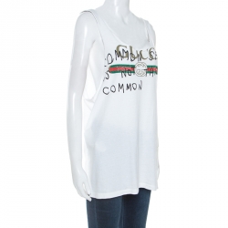 Gucci White Logo Print Cotton Coco Capitán Tank Top M