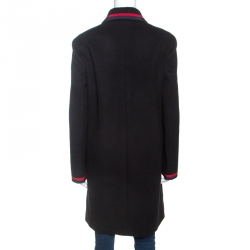 Gucci Black Wool Bow Detail Coat L