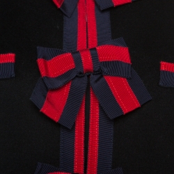 Gucci Black Wool Bow Detail Coat L