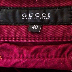 Pre Owned Gucci Burgundy Stretch Denim New Leggings S