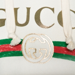 Gucci Cream Appliqued Cotton Blind For Love Oversized Hoodie M