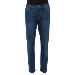Pre Owned Gucci Indigo Floral Appliqued Denim Skinny Jeans L